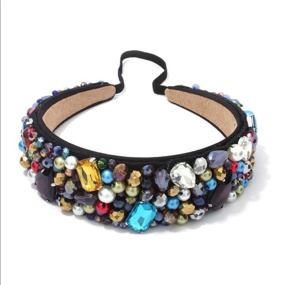 Multicolored hand beaded headband!